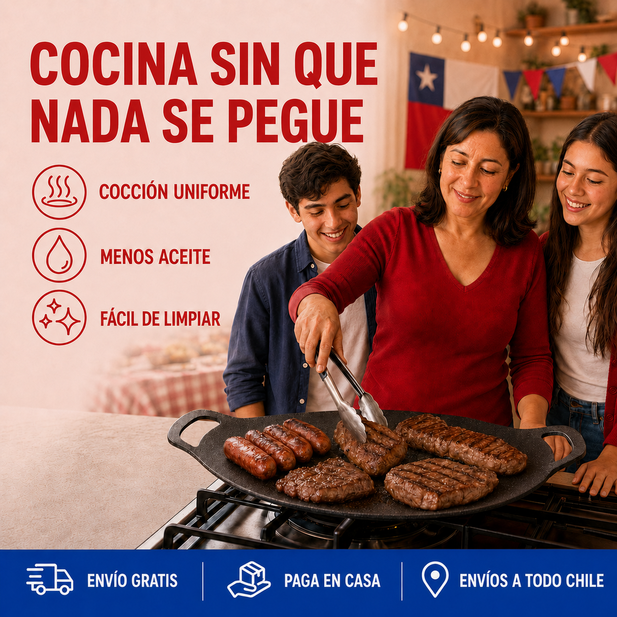 Plancha Familiar Antiadherente para Disfrutar y Compartir