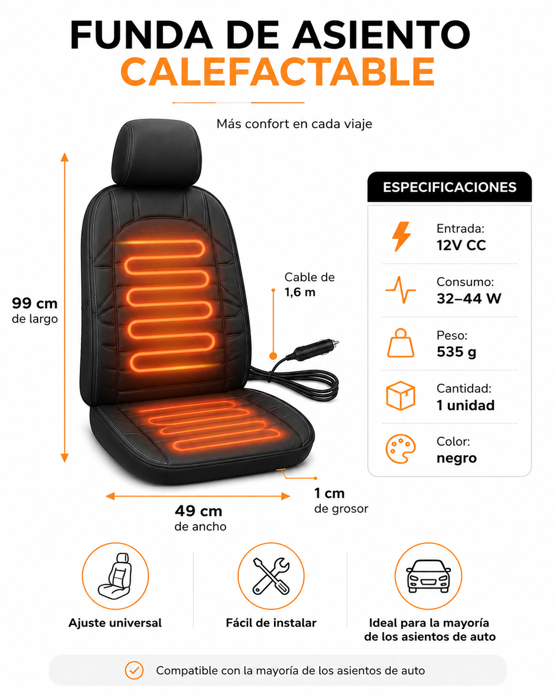 Funda Calefactora para Asiento de Auto