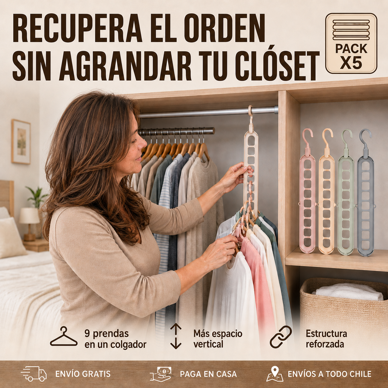 Perchero 9en1- No más desorden en tu clóset