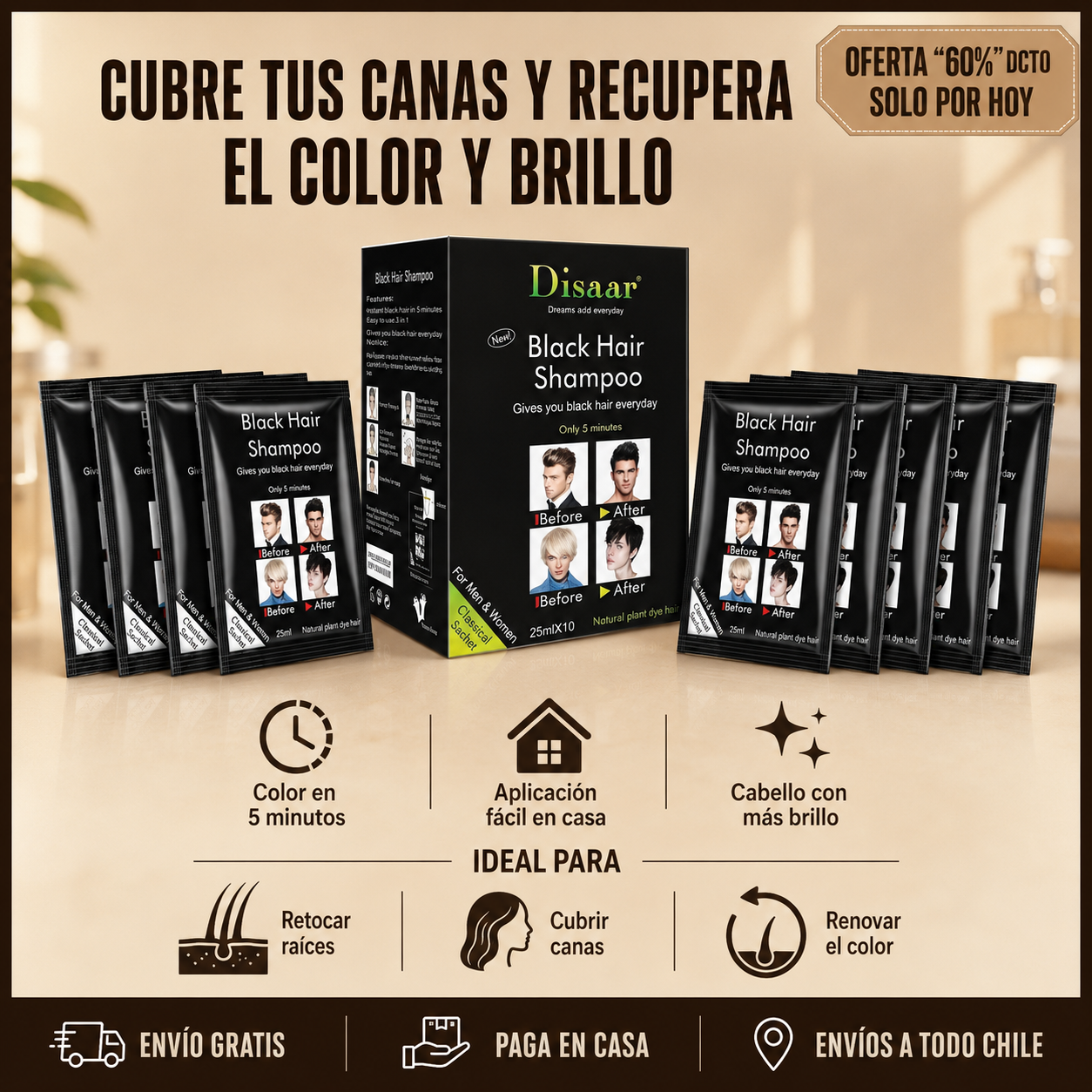 Shampoo Cubrecanas – Recupera el Color y Brillo de tu Cabello
